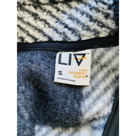 LIV Outdoor Fleece Pullover Fleece Jacket Womens Size Small Black & White Plaid - Picture 3 of 10